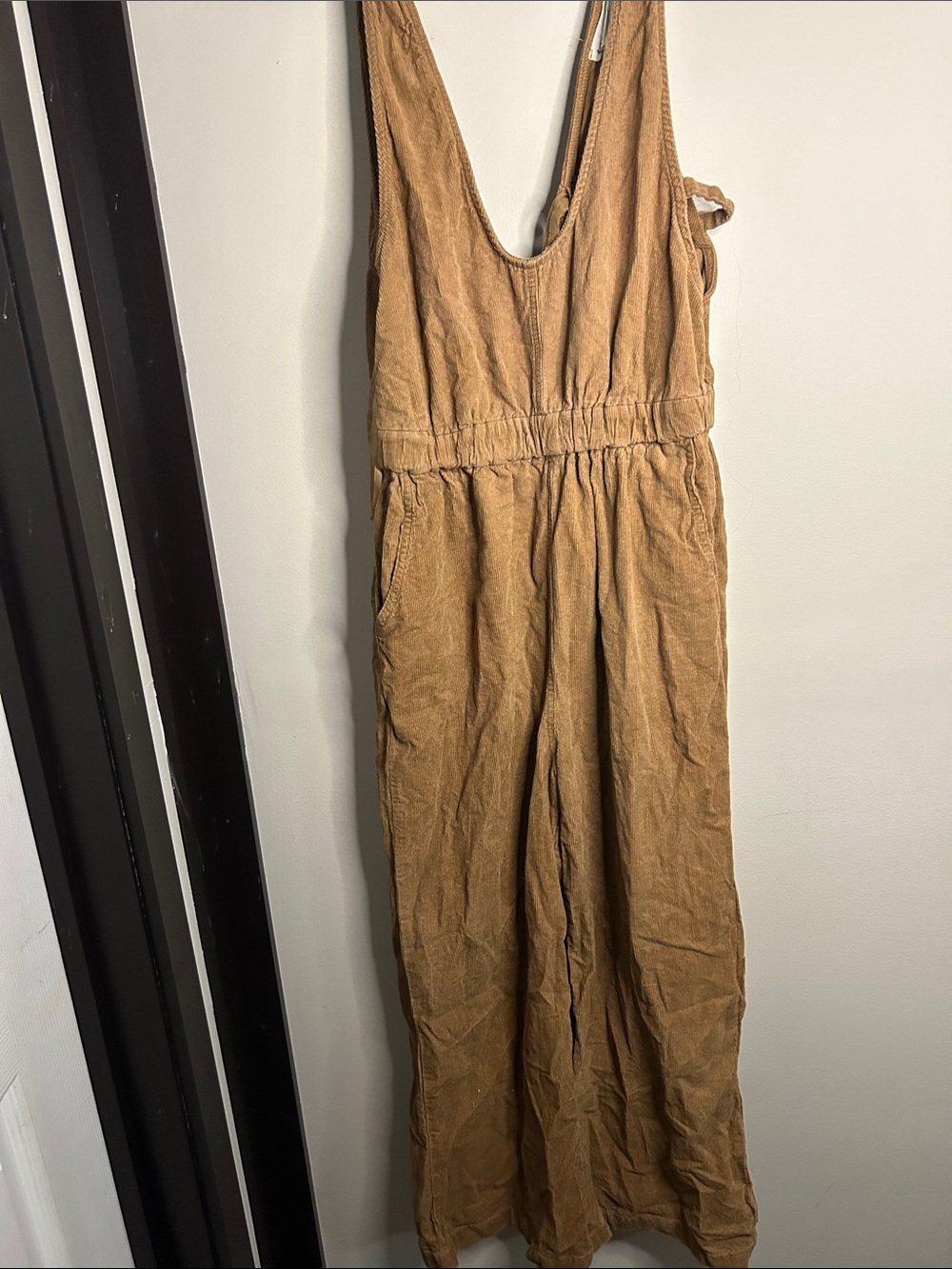 Love Riche Tan Corduroy Wide-Leg Jumpsuit